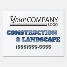 Blue, Bold Outdoor Business Sign w/ Logo