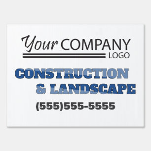 Blue, Bold Outdoor Business Sign w/ Logo