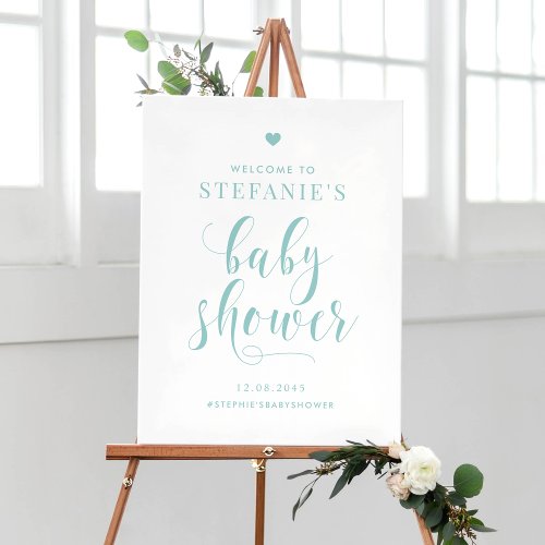 Blue Bold Script Baby Shower Welcome Poster