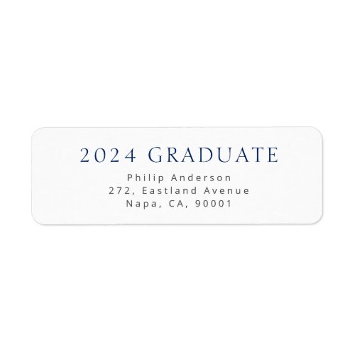 Blue Bold Typography 2024 Graduate Return Address  Label