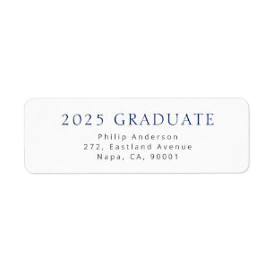 Blue Bold Typography 2024 Graduate Return Address  Label