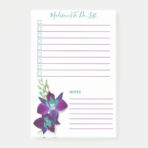 Blue Bom Dendrobium Orchid Personalized To Do List Post_it Notes