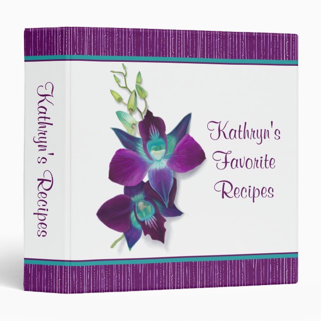 Blue Bom Dendrobium Orchid Recipe Binder (Front/Spine)