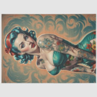 Blue Bombshell – Retro Pin-Up Girl Decoupage