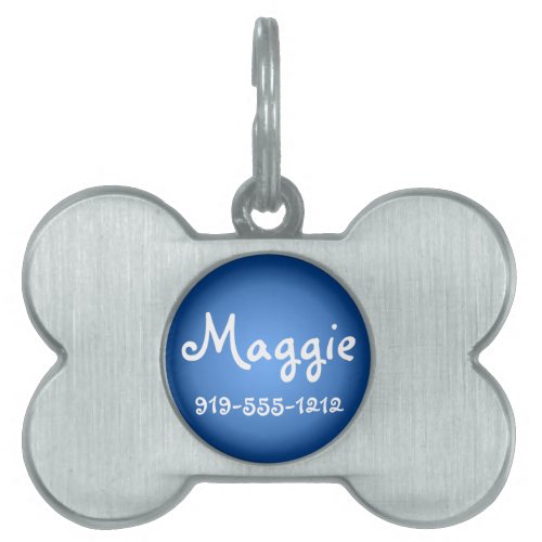 Blue Bone Shaped Customizable Name Dog Tag