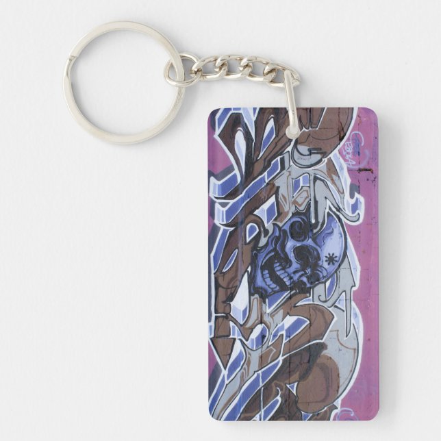 Blue Bonehead Graffiti Keychain (Front)