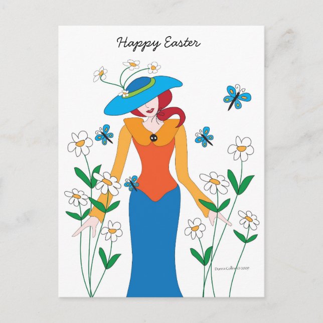 Blue Bonnet Easter Girl postcard (Front)