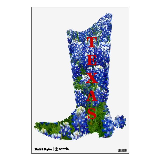 Blue Bonnets Cowboy Boot Wall Decal (Front)