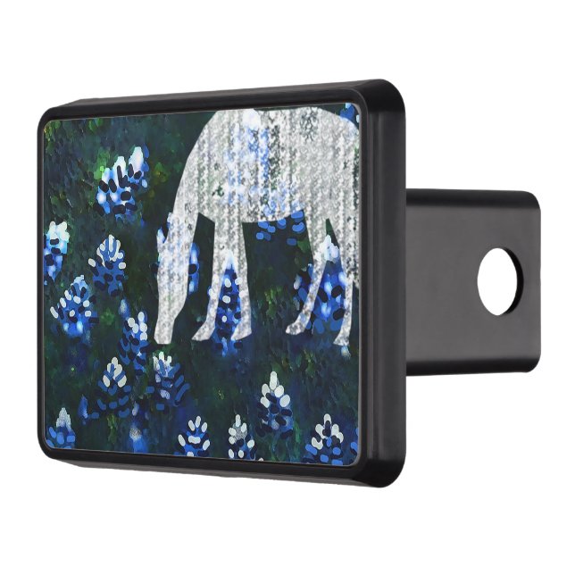 Blue Bonnets -White horse grazing Hitch Cover (Left)