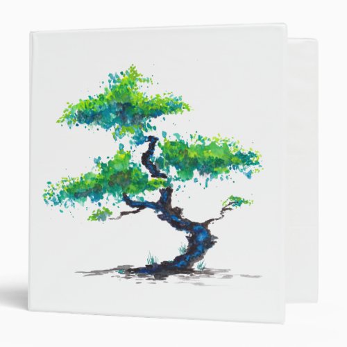 Blue Bonsai Watercolor 3 Ring Binder