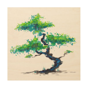 Blue Bonsai Wood Wall Art
