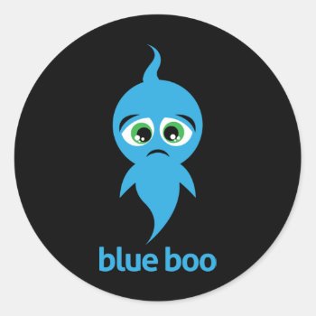 Blue Boo Classic Round Sticker by nyxxie at Zazzle