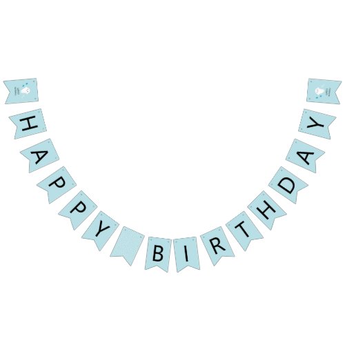 Blue Boo Happy Birthday Party Decor  Bunting Flags