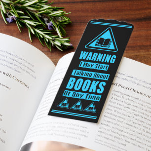 Blue Book Lovers Warning Sign Bookmarks