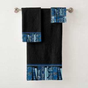 Blue Book Shelves Vintage Books Bath Towel Set