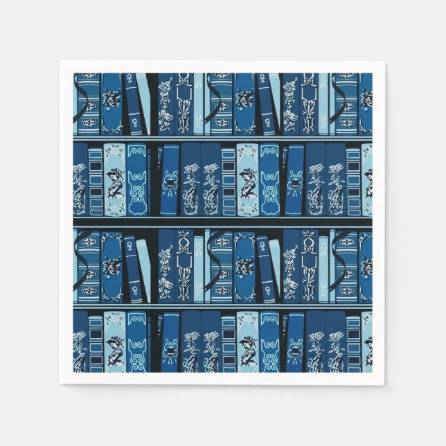 Blue Book Shelves Vintage Books  Napkins (Front)