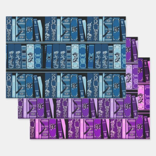 Blue Book Shelves Vintage Books Wrapping Paper Sheets