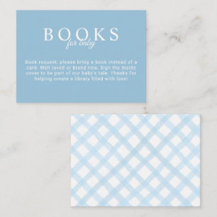 Blue Books for Baby Shower Card with Gingham Back