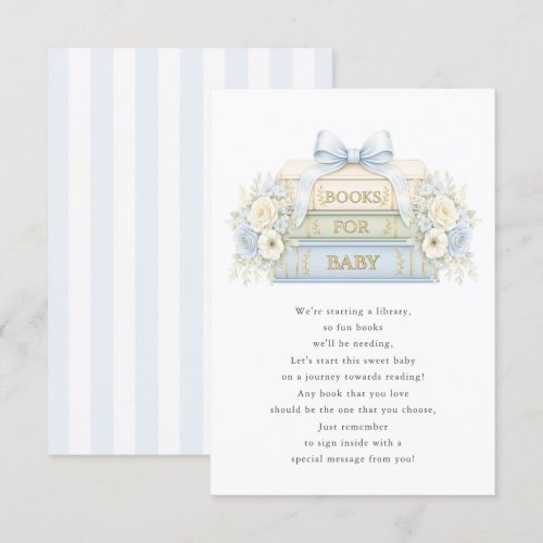 Blue Books for Baby Shower Insert Card
