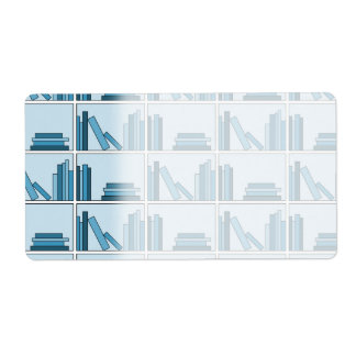Blue Books on Shelf. Label