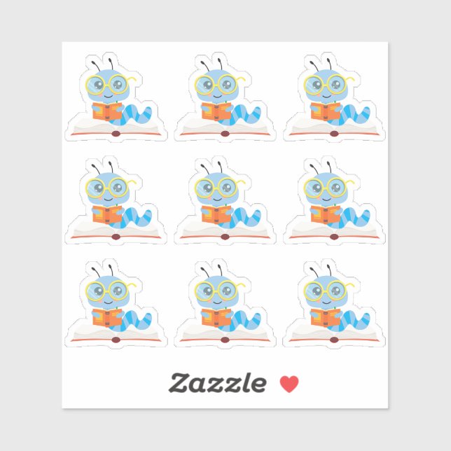 Blue Bookworm Theme Sticker (Sheet)