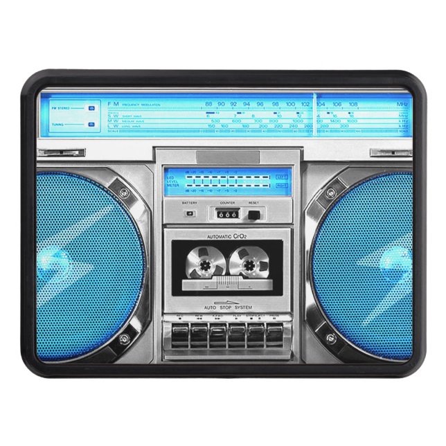 Blue boombox hitch cover (Front)