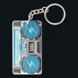 Blue boombox keychain<br><div class="desc">Hello,  this design represents one blue boombox and silvered,  very old school and swagg,  this funny and very cool design is made for you!</div>