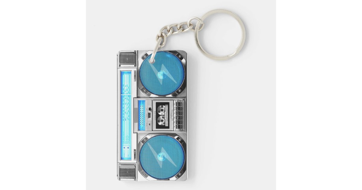 Blue boombox keychain Zazzle