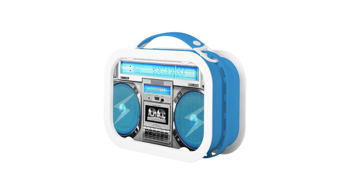 Blue boombox lunch box Zazzle