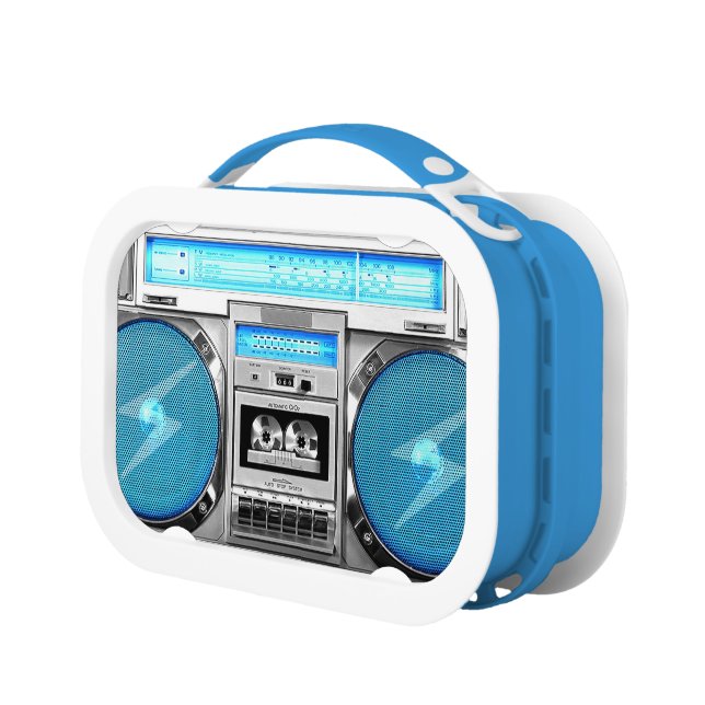 Blue boombox lunch box (Left)