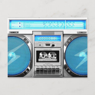 Blue boombox postcard