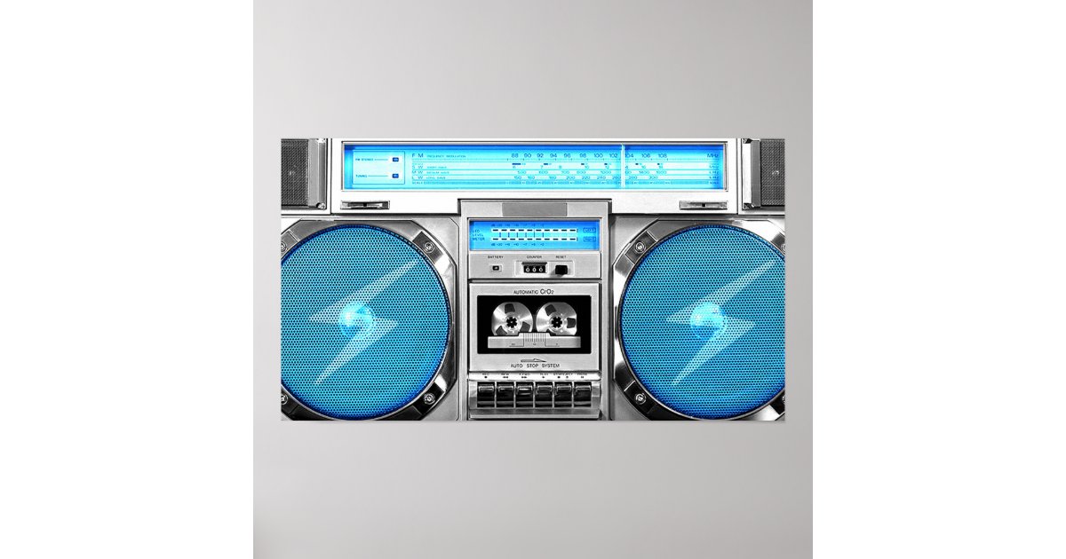 light blue boombox