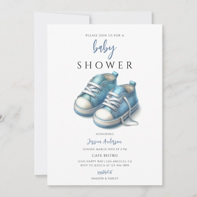 Blue Booties Baby Shower Invitation (Front)