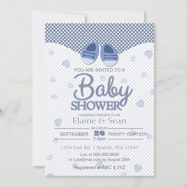 Blue booties Blue Boys baby shower invite (Front)