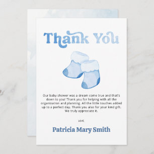 Blue Booties Boy Baby Shower Thank You Card