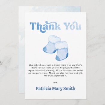 Blue Booties Boy Baby Shower Thank You Card by Invitationboutique at Zazzle