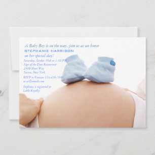 Blue Booties on the Belly Baby Shower Invitation