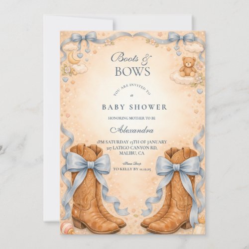 Blue Boots And Bows Boy Baby Shower