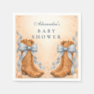 Blue Boots And Bows Boy Baby Shower Napkins