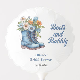 Blue Boots and Bubbly Blue Western Bridal Shower  Balloon