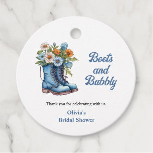 Blue Boots and Bubbly Blue Western Bridal Shower  Favor Tags