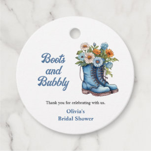 Blue Boots and Bubbly Blue Western Bridal Shower  Favor Tags