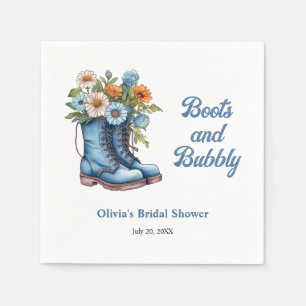 Blue Boots and Bubbly Blue Western Bridal Shower  Napkins