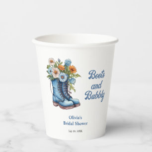 Blue Boots and Bubbly Blue Western Bridal Shower  Paper Cups