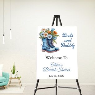 Blue Boots & Bubbly Cowgirl Bridal Shower Welcome Foam Board