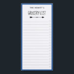Blue Border & Arrows Checkbox Grocery List Magnetic Notepad<br><div class="desc">Magnetic grocery shopping list notepad with handy checkboxes. Charming magnetic shopping list printed with blue borders,  and your family name or name above grocery list in a quirky font above an arrow.</div>