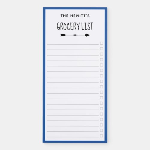 Blue Border  Arrows Checkbox Grocery List Magnetic Notepad