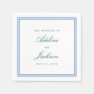 Blue Border Classic Traditional Wedding Napkins