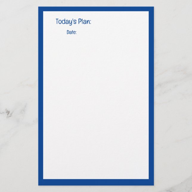 Blue Border Custom Color Planner To Do Notes List  Stationery (Front)