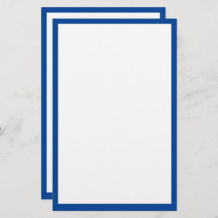 Blue Border Edge Solid White Plain Custom Color Stationery